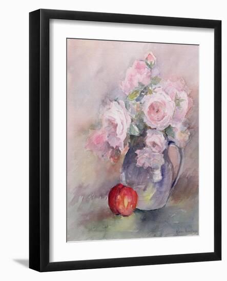 Pink Roses in a Blue Jug, 1994-Karen Armitage-Framed Giclee Print