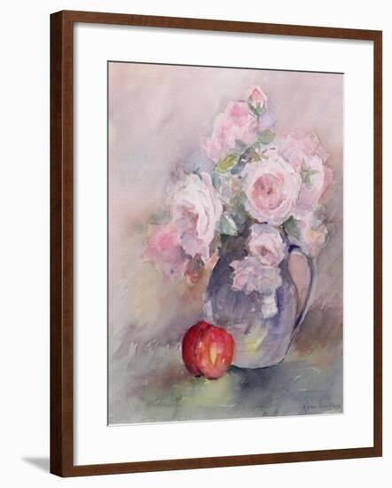 Pink Roses in a Blue Jug, 1994-Karen Armitage-Framed Giclee Print