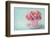 Pink Roses in a Cup on Blue Background-egal-Framed Photographic Print