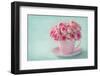 Pink Roses in a Cup on Blue Background-egal-Framed Photographic Print