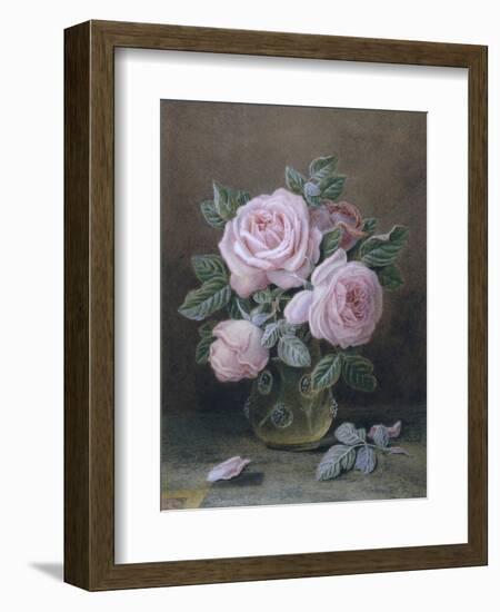 Pink Roses in a Glass Vase-William B. Hough-Framed Giclee Print