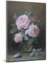 Pink Roses in a Glass Vase-William B. Hough-Mounted Giclee Print