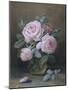 Pink Roses in a Glass Vase-William B. Hough-Mounted Giclee Print
