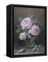 Pink Roses in a Glass Vase-William B. Hough-Framed Stretched Canvas