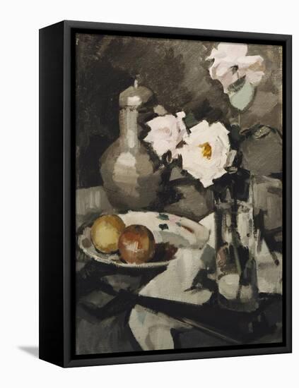 Pink Roses in a Glass Vase-Samuel John Peploe-Framed Stretched Canvas