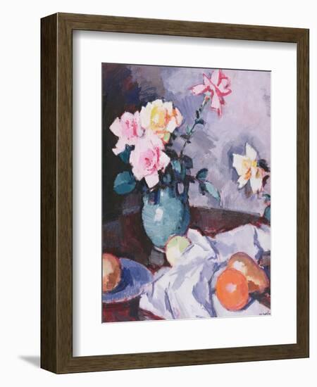 Pink Roses in a Green Jug, C.1926-Samuel John Peploe-Framed Giclee Print