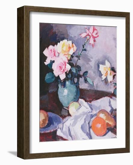 Pink Roses in a Green Jug, C.1926-Samuel John Peploe-Framed Giclee Print