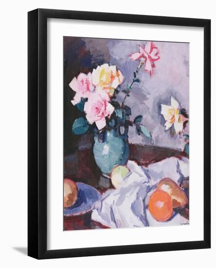 Pink Roses in a Green Jug, C.1926-Samuel John Peploe-Framed Giclee Print