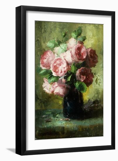 Pink Roses in a Vase-Frans Mortelmans-Framed Giclee Print