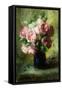 Pink Roses in a Vase-Frans Mortelmans-Framed Stretched Canvas