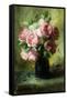 Pink Roses in a Vase-Frans Mortelmans-Framed Stretched Canvas