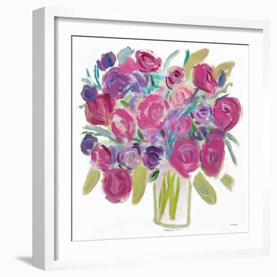 Pink Roses on White-Farida Zaman-Framed Art Print