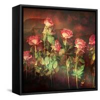 Pink Roses with Textures and Floral Ornaments-Alaya Gadeh-Framed Stretched Canvas