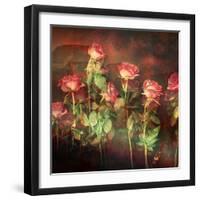 Pink Roses with Textures and Floral Ornaments-Alaya Gadeh-Framed Photographic Print