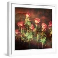 Pink Roses with Textures and Floral Ornaments-Alaya Gadeh-Framed Photographic Print