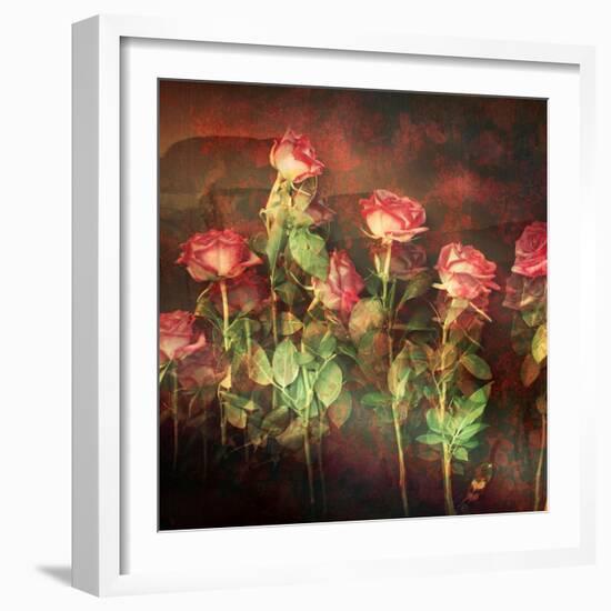 Pink Roses with Textures and Floral Ornaments-Alaya Gadeh-Framed Photographic Print