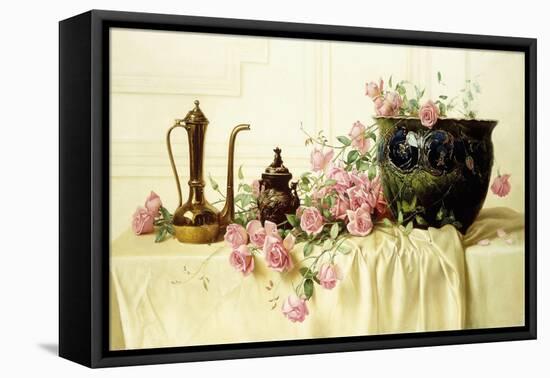 Pink Roses-Milne Ramsey-Framed Stretched Canvas