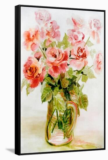 Pink Roses-Joan Thewsey-Framed Stretched Canvas