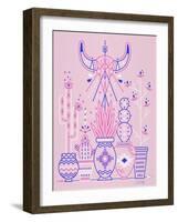 Pink Santa Fe Garden-Cat Coquillette-Framed Art Print