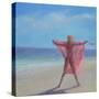 Pink Sari on the Beach-Lincoln Seligman-Stretched Canvas