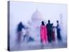 Pink Sari, Taj Mahal, India-Walter Bibikow-Stretched Canvas