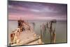 Pink sky at dawn on the Palafito Pier in the Carrasqueira Natural Reserve of Sado River, Alcacer do-Roberto Moiola-Mounted Photographic Print