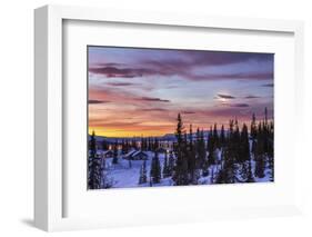 Pink sky at sunrise Norway Europe-ClickAlps-Framed Photographic Print