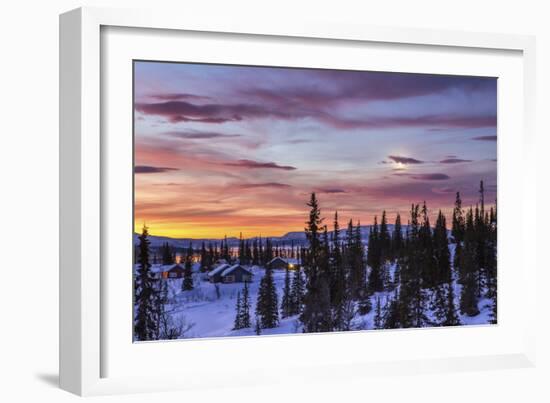 Pink sky at sunrise Norway Europe-ClickAlps-Framed Photographic Print