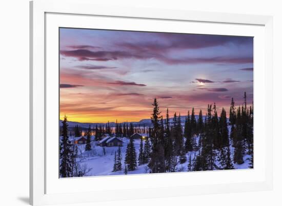 Pink sky at sunrise Norway Europe-ClickAlps-Framed Photographic Print