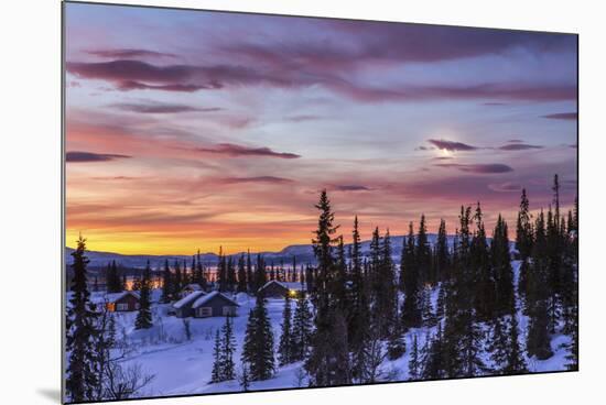 Pink sky at sunrise Norway Europe-ClickAlps-Mounted Photographic Print