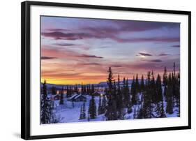 Pink sky at sunrise Norway Europe-ClickAlps-Framed Photographic Print