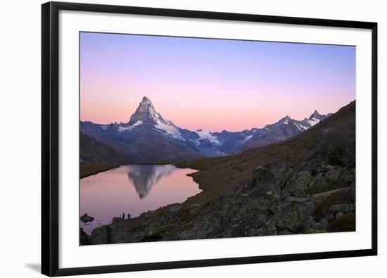 Pink Sky at Sunrise on the Matterhorn Reflected in Stellisee-Roberto Moiola-Framed Photographic Print