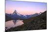 Pink Sky at Sunrise on the Matterhorn Reflected in Stellisee-Roberto Moiola-Mounted Photographic Print