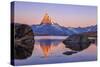 Pink Sky at Sunrise on the Matterhorn Reflected in Stellisee-Roberto Moiola-Stretched Canvas