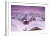 Pink Sky at Sunset Frames the Snowy Mountain Huts and Church, Bettmeralp, District of Raron-Roberto Moiola-Framed Photographic Print