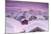 Pink Sky at Sunset Frames the Snowy Mountain Huts and Church, Bettmeralp, District of Raron-Roberto Moiola-Mounted Photographic Print