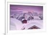 Pink Sky at Sunset Frames the Snowy Mountain Huts and Church, Bettmeralp, District of Raron-Roberto Moiola-Framed Photographic Print