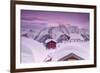 Pink Sky at Sunset Frames the Snowy Mountain Huts and Church, Bettmeralp, District of Raron-Roberto Moiola-Framed Photographic Print