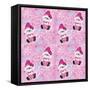 Pink Snowman Pattern-Sheena Pike Art And Illustration-Framed Stretched Canvas