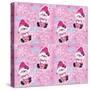 Pink Snowman Pattern-Sheena Pike Art And Illustration-Stretched Canvas