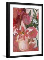 Pink Still-Life ( Oil on Board)-Ann Oram-Framed Giclee Print