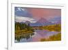 Pink sunrise in autumn, Oxbow, Grand Teton National Park, Wyoming, USA-Michel Hersen-Framed Photographic Print