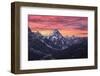 Pink sunrise on Antelao and Cortina d'Ampezzo valley in winter with snow, Dolomites-Francesco Fanti-Framed Photographic Print
