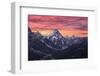 Pink sunrise on Antelao and Cortina d'Ampezzo valley in winter with snow, Dolomites-Francesco Fanti-Framed Photographic Print