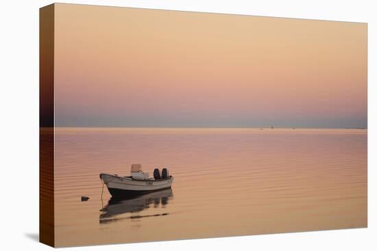 Pink Sunrise with Small Boat in the Ocean, Ifaty, Tulear, Madagascar-Anthony Asael-Stretched Canvas