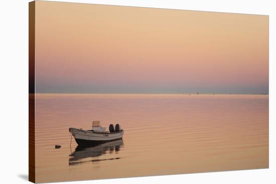 Pink Sunrise with Small Boat in the Ocean, Ifaty, Tulear, Madagascar-Anthony Asael-Stretched Canvas