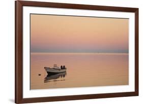 Pink Sunrise with Small Boat in the Ocean, Ifaty, Tulear, Madagascar-Anthony Asael-Framed Photographic Print