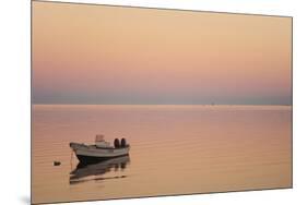 Pink Sunrise with Small Boat in the Ocean, Ifaty, Tulear, Madagascar-Anthony Asael-Mounted Photographic Print