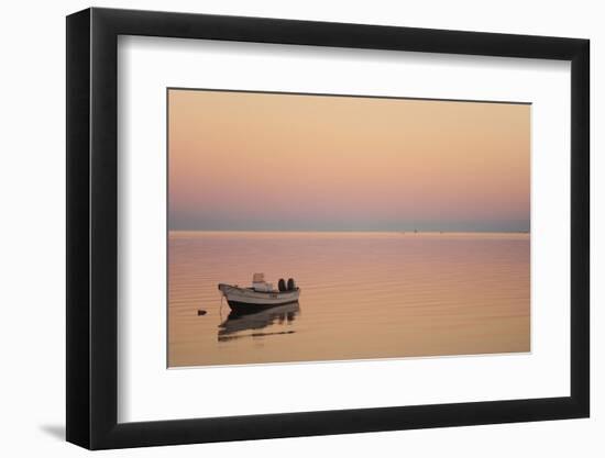 Pink Sunrise with Small Boat in the Ocean, Ifaty, Tulear, Madagascar-Anthony Asael-Framed Photographic Print