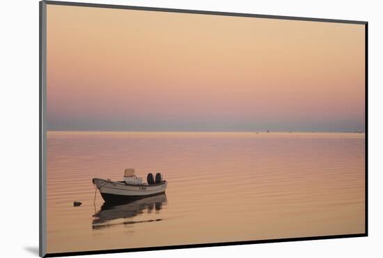 Pink Sunrise with Small Boat in the Ocean, Ifaty, Tulear, Madagascar-Anthony Asael-Mounted Photographic Print